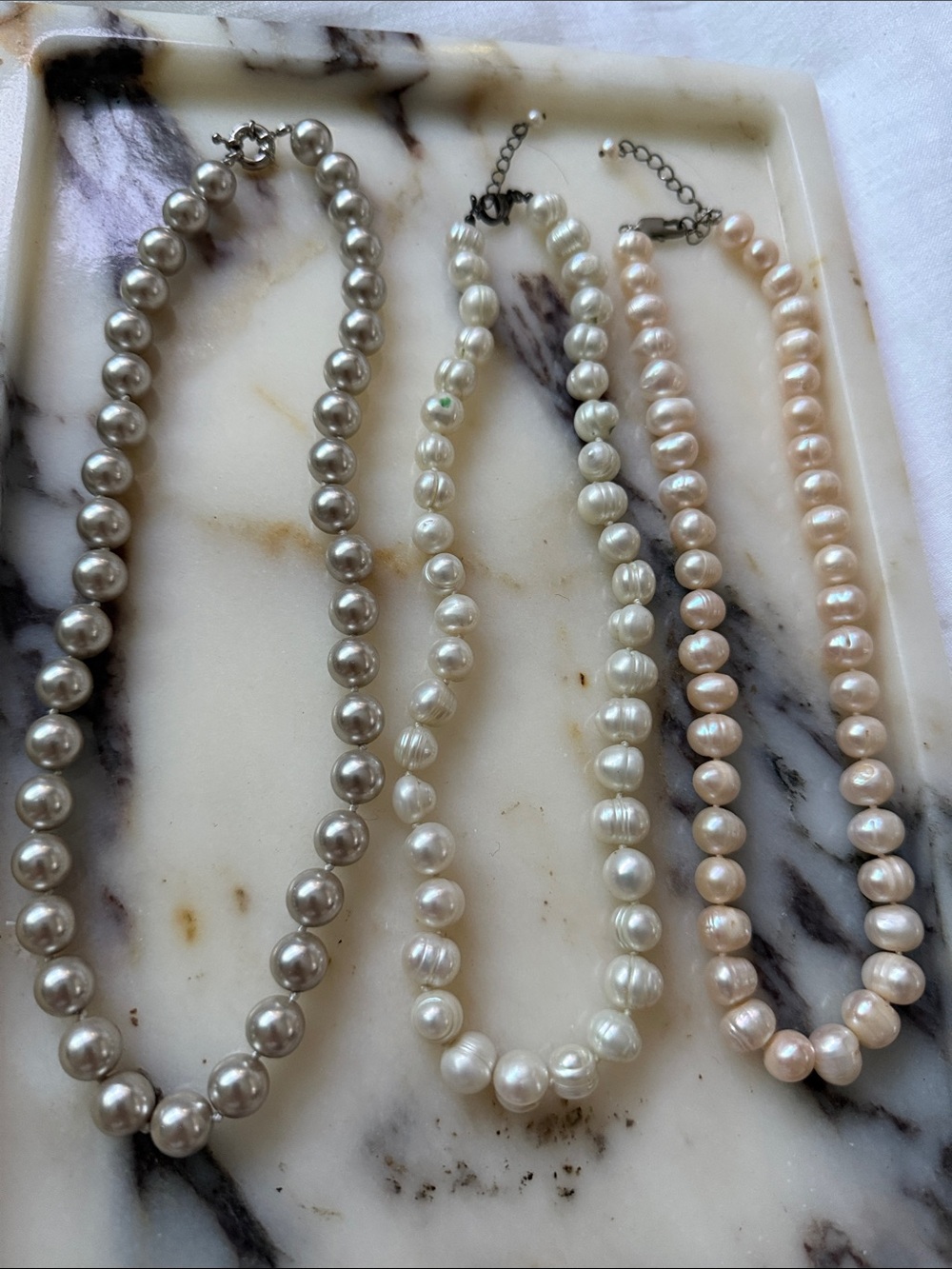 Lustrous Freshwater Pearl Necklace — White, Silver, and Pink Options